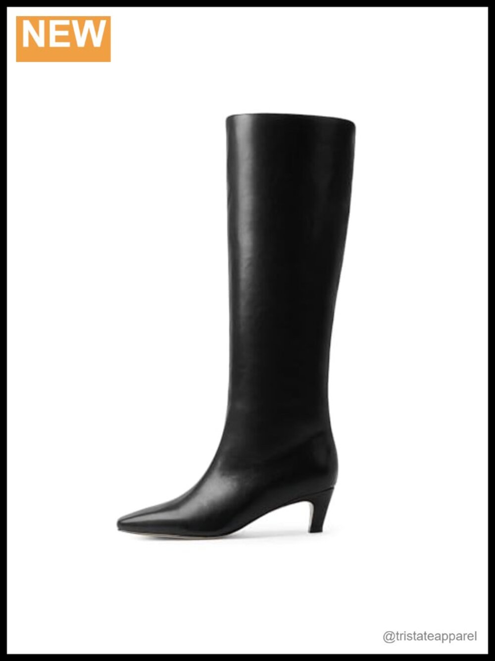 Knee High Boots Women Square Toe Kitten Heel PU Leather Tall Boots